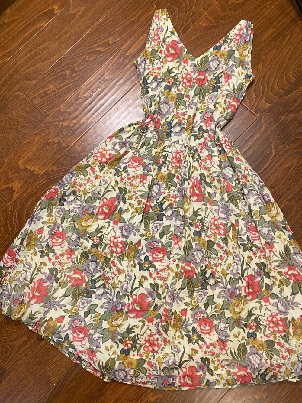 Boutique Europa Floral Cotton Maxi Dress Size 4 Cottagecore Boho Summer - Picture 4 of 7